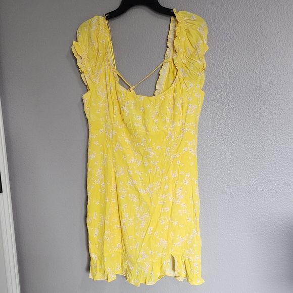SOPHIE RUE  FLORAL YELLOW  MINI DRESS/ L - Picture 1 of 12